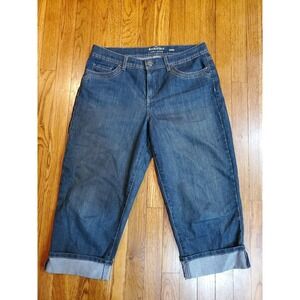 Sonoma Life Style Womens 10 Dark Wash Capri Jeans Cropped Cuffed Stretch Denim